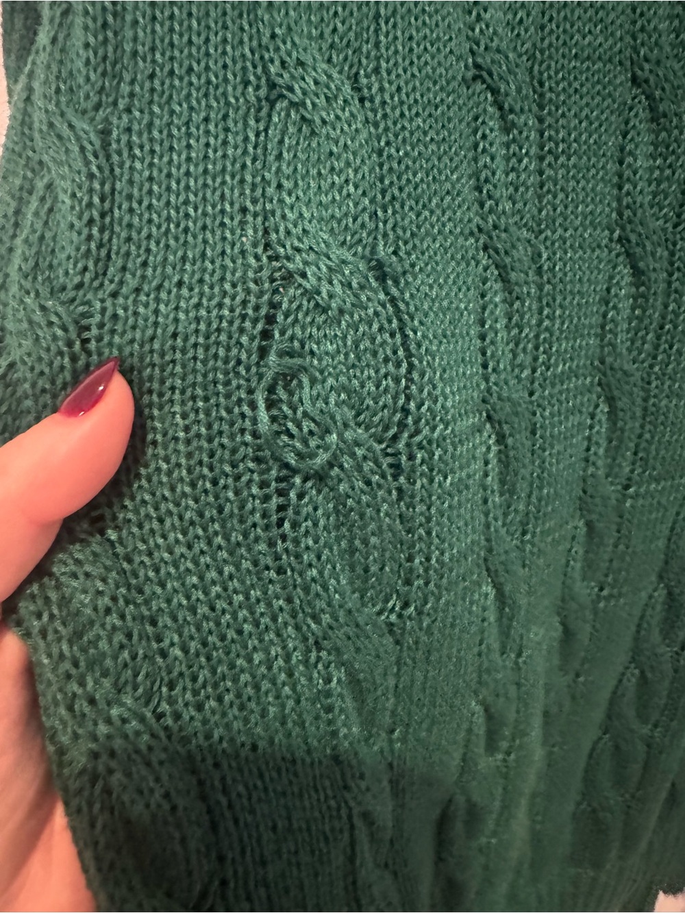Emerald Green Cable Knit Short Sleeve Sweater Top XXL - Picture 5 of 5